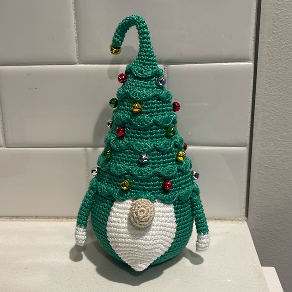 Hand Crafted Other - Handcrafted Christmas Tree Gnome Crochet Jingle Bell Ornaments Holiday Decor
